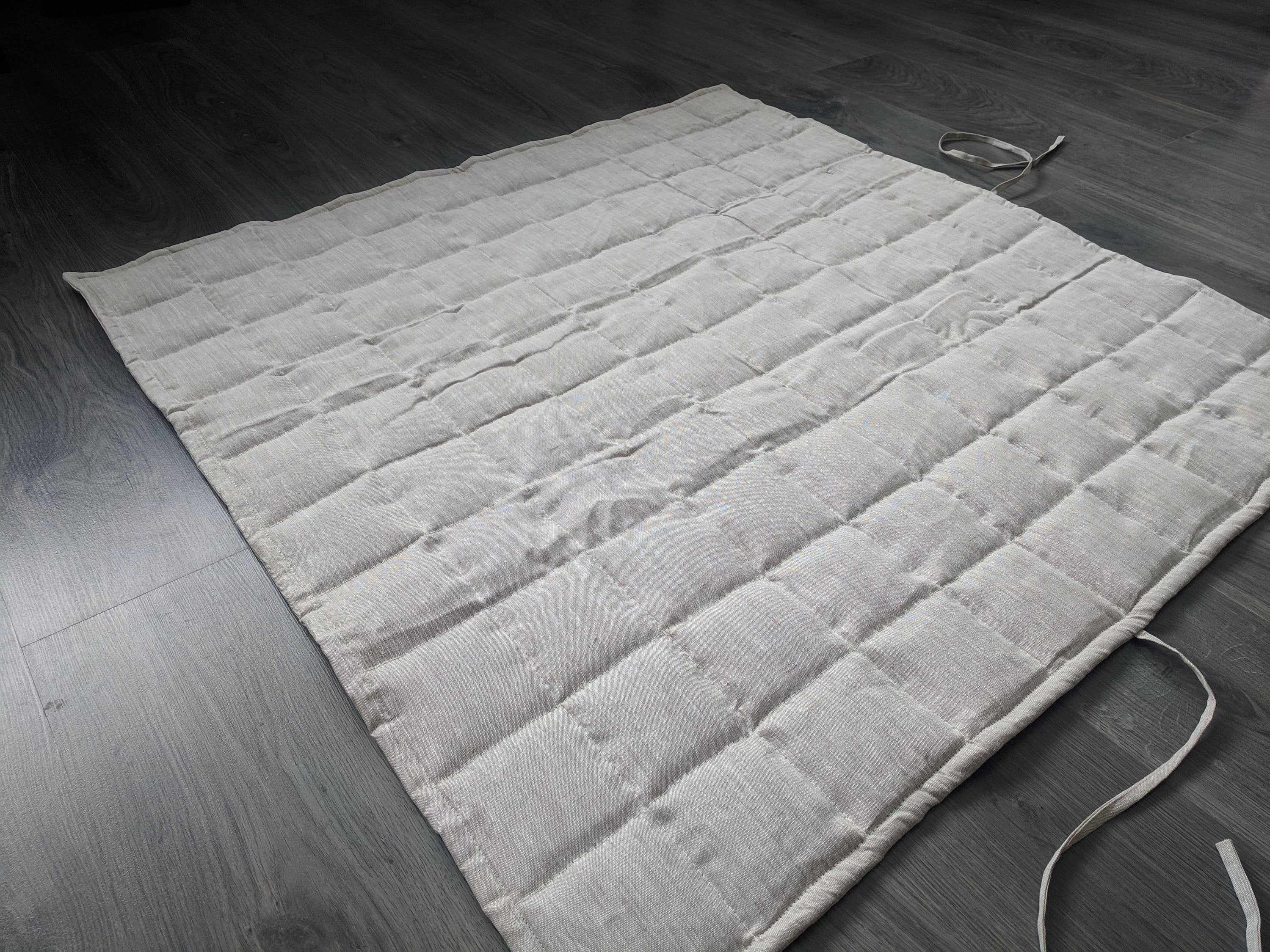 Organic Play mat filled HEMP Fiber in non-dyed linen fabric Nursery Baby Blanket Blanky padded