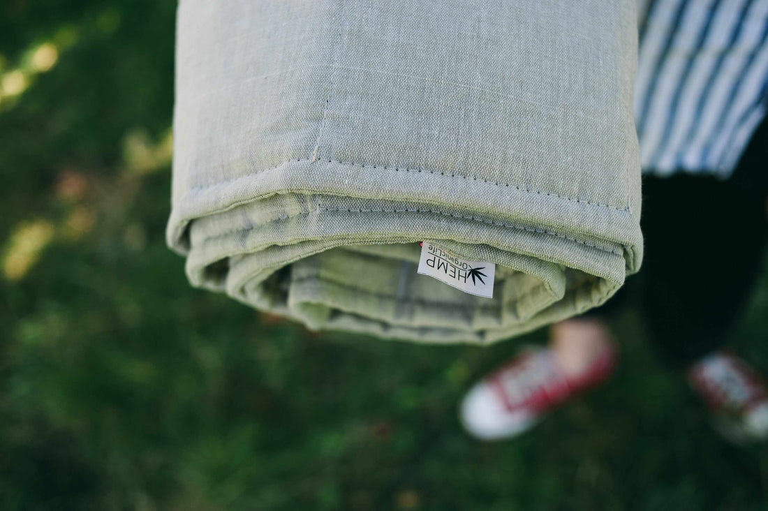 Organic Play mat filled HEMP Fiber in non-dyed linen fabric Nursery Baby Blanket Blanky padded