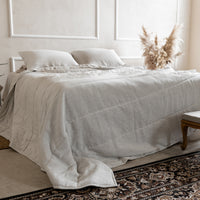 Unique Aloe Linen Hemp Blanket filled organic Hemp Fiber in aloe linen fabric Full Queen King Custom Size Hand Made off-white color