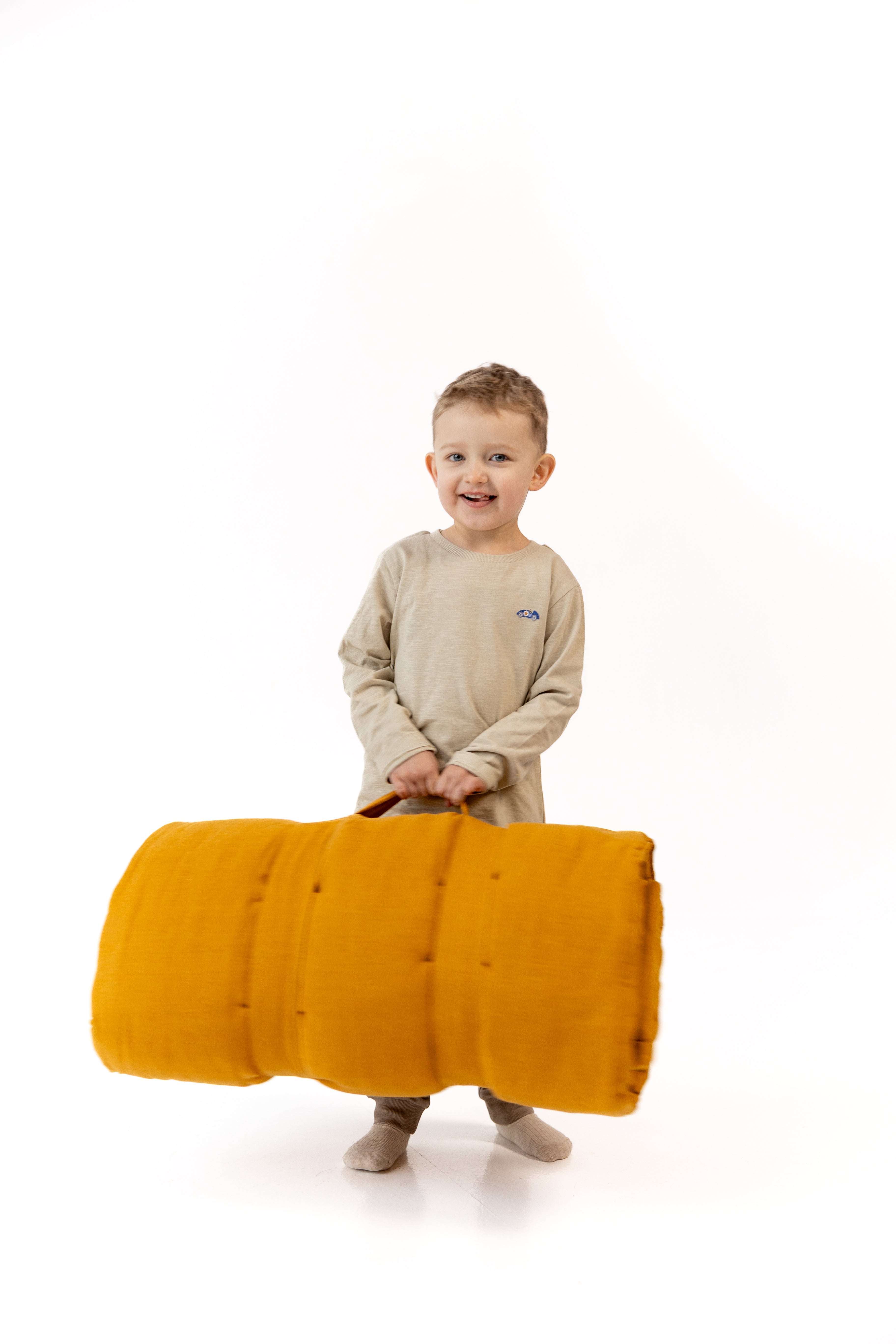 Kindergarten Hemp Linen Sleeping Bag with Pillow School Nap Mat Kids Organic Hemp Fiber Filling in mustard Linen Fabric hand made