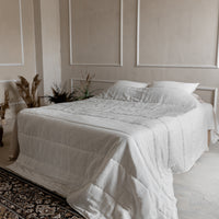 Unique Aloe Linen Hemp Blanket filled organic Hemp Fiber in aloe linen fabric Full Queen King Custom Size Hand Made off-white color