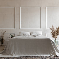 Natural Linen Bedspread, Undyed Linen Bed Couch Cover, Rustic bedding, Large bed throw, Heavy linen fabric, Full Queen King Coverlet Quilt