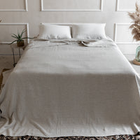 Natural Linen Bedspread, Undyed Linen Bed Couch Cover, Rustic bedding, Large bed throw, Heavy linen fabric, Full Queen King Coverlet Quilt