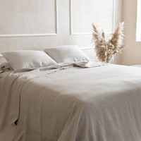 Natural Linen Bedspread, Undyed Linen Bed Couch Cover, Rustic bedding, Large bed throw, Heavy linen fabric, Full Queen King Coverlet Quilt