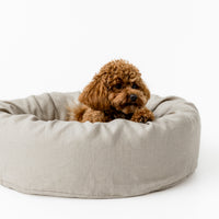 Unique Round Hemp Linen Pet Bed Cot with Removable Washable Natural Linen Cover Filled Organic Hemp Fiber house eco-friendly Gift