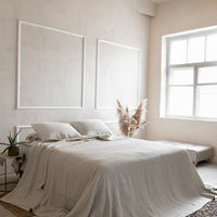 Natural Linen Bedspread, Undyed Linen Bed Couch Cover, Rustic bedding, Large bed throw, Heavy linen fabric, Full Queen King Coverlet Quilt