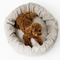 Unique Round Hemp Linen Pet Bed Cot with Removable Washable Natural light yellow Linen Cover Filled Organic Hemp Fiber eco-friendly Gift