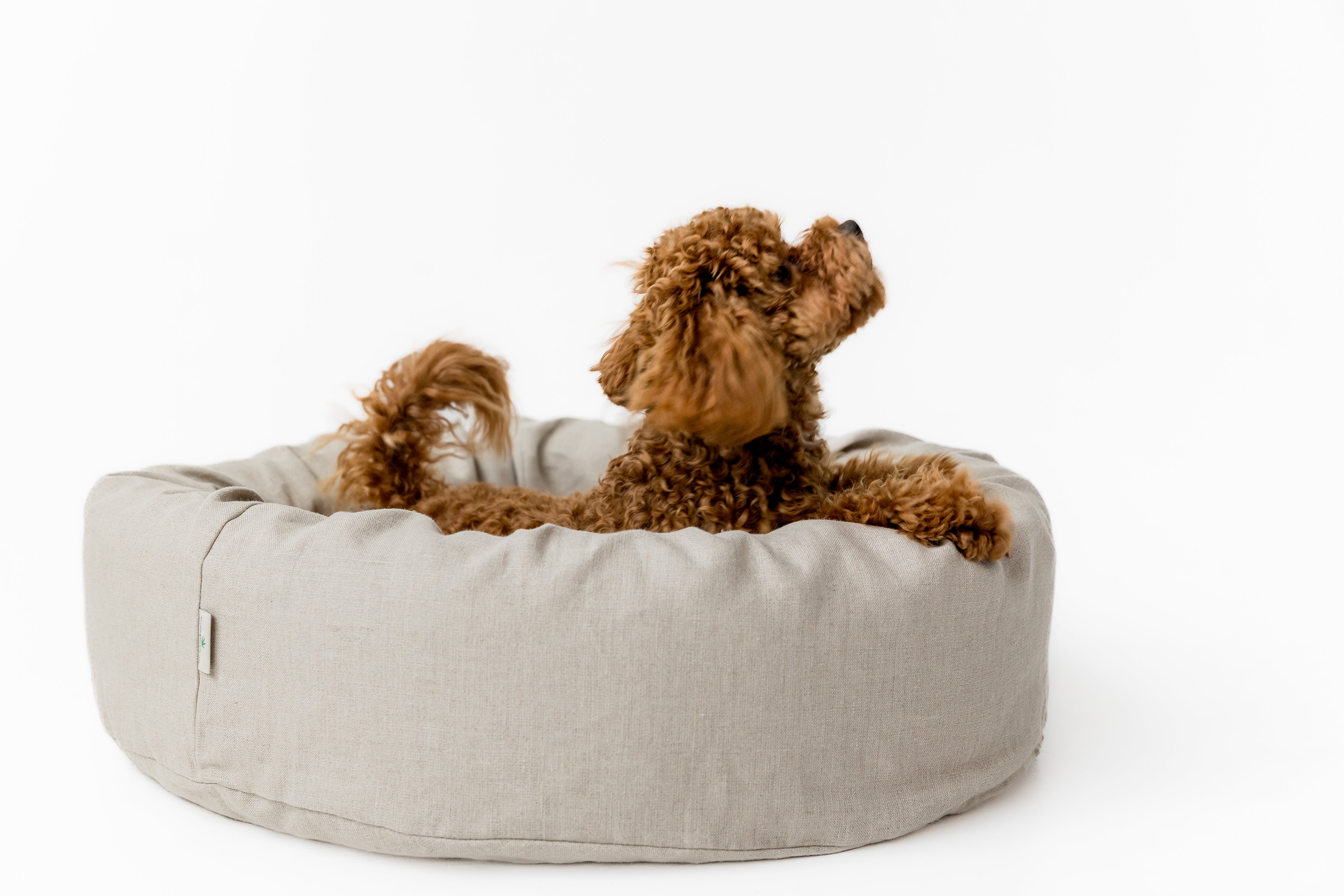 Unique Round Hemp Linen Pet Bed Cot with Removable Washable Natural Non-dyed Linen Cover Filled Organic Hemp Fiber house eco-friendly Gift