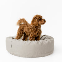 Unique Round Hemp Linen Pet Bed Cot with Removable Washable Natural Linen Cover Filled Organic Hemp Fiber house eco-friendly Gift