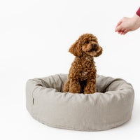 Unique Round Hemp Linen Pet Bed Cot with Removable Washable Natural Non-dyed Linen Cover Filled Organic Hemp Fiber house eco-friendly Gift