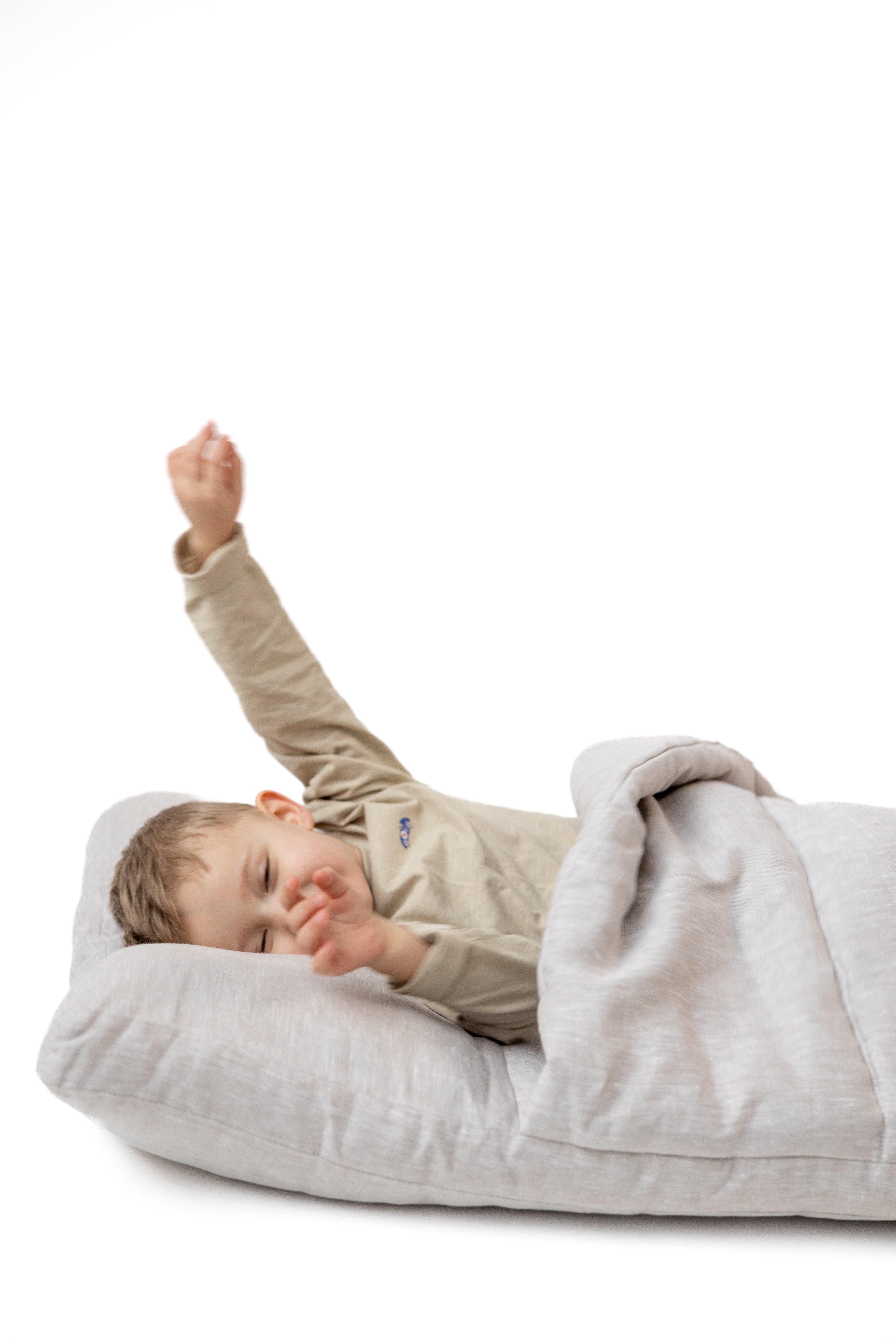 25"Wx52"L(64x132cm) Kids Hemp Linen Sleeping Bag with Mat, Pillow & Removable Cover/Kindergarten Nap/Preschool/Hemp Fiber Filling in Linen