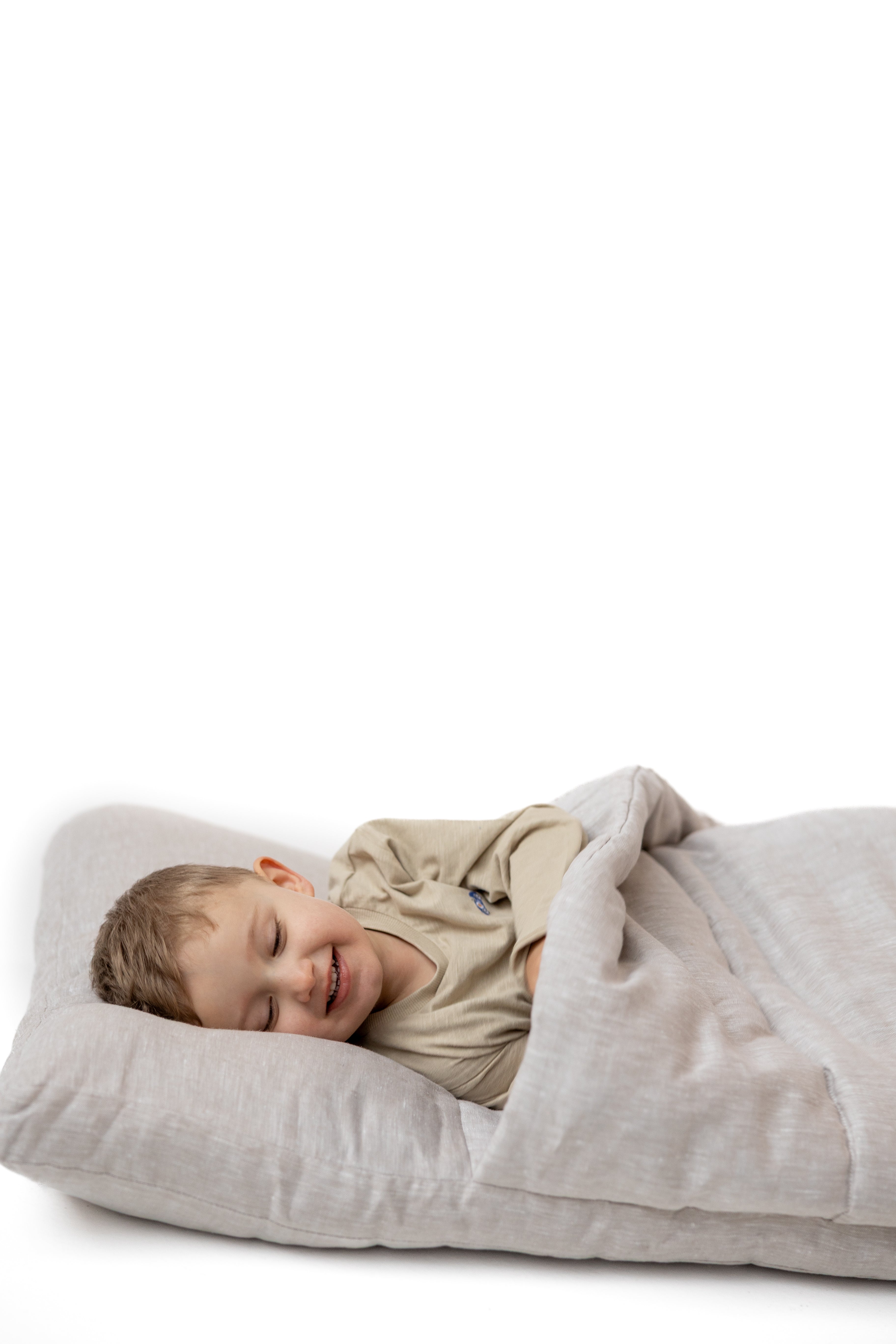 25"Wx52"L(64x132cm) Kids Hemp Linen Sleeping Bag with Mat, Pillow & Removable Cover/Kindergarten Nap/Preschool/Hemp Fiber Filling in Linen