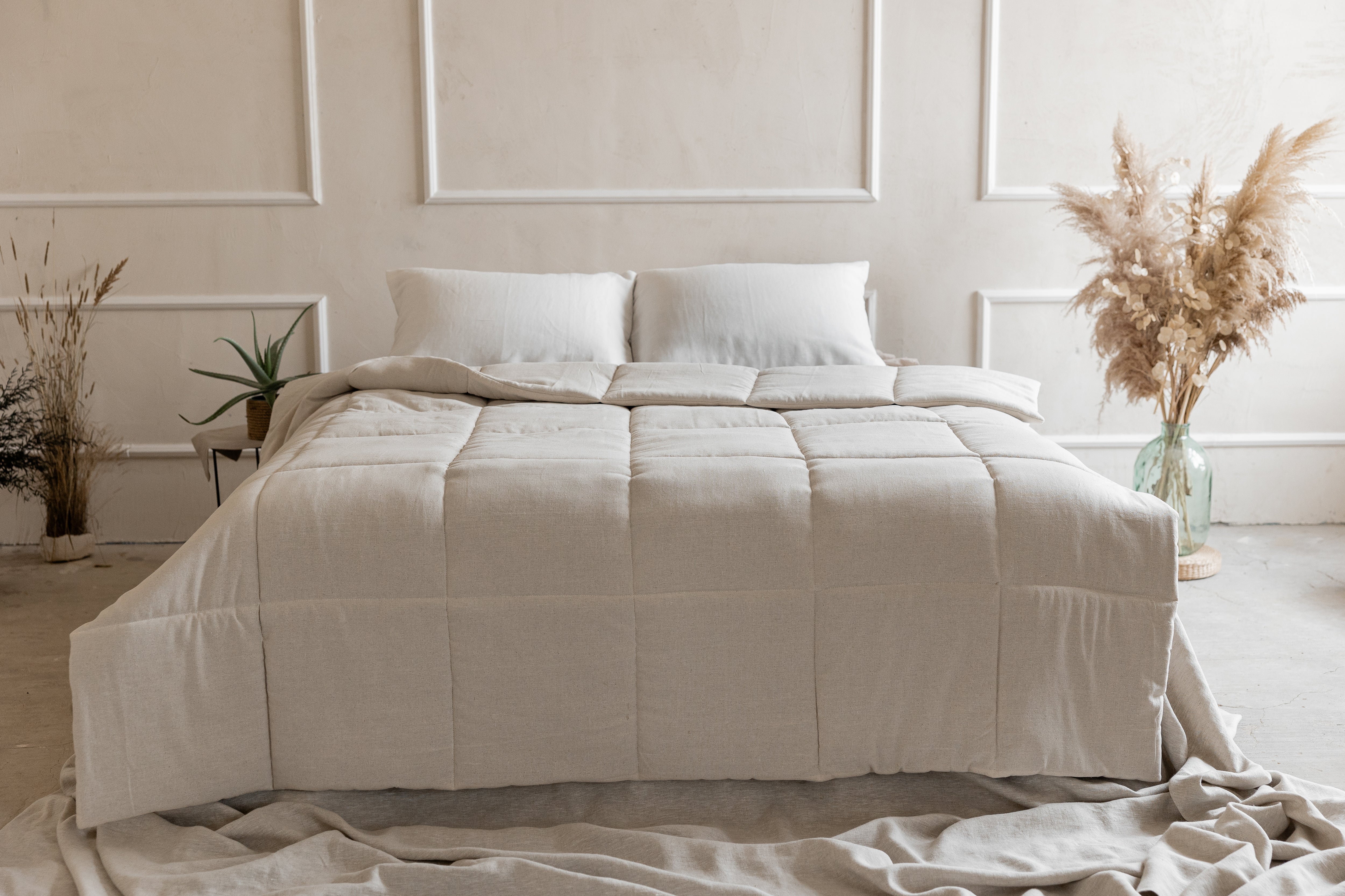 Natural HEMP Duvet Insert Comforter 400 gr.m2 Cotton non-dyed fabric filled organic Hemp fiber filler Full Queen King Custom size Blanket