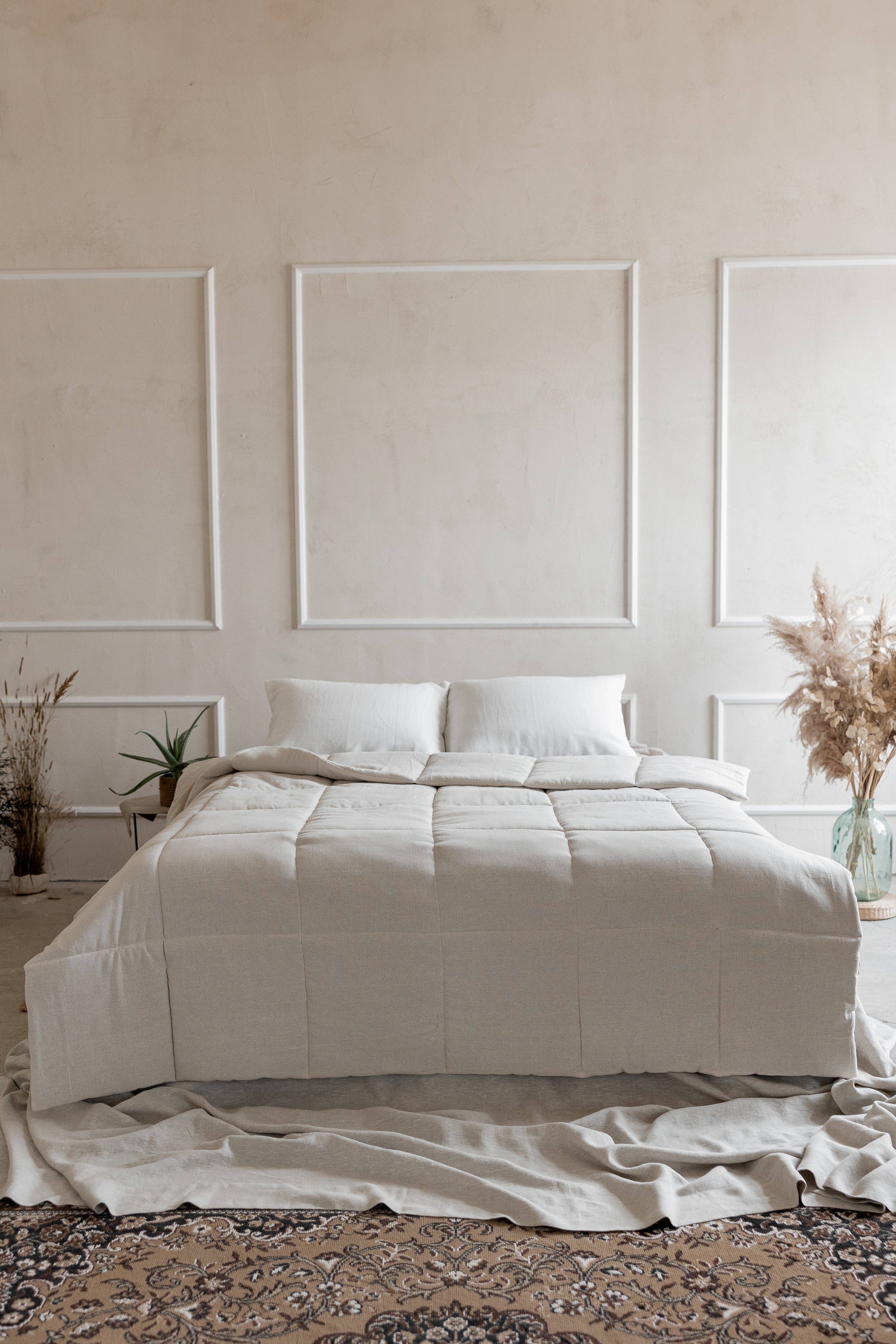 Natural HEMP Duvet Insert Comforter 400 gr.m2 Cotton non-dyed fabric filled organic Hemp fiber filler Full Queen King Custom size Blanket