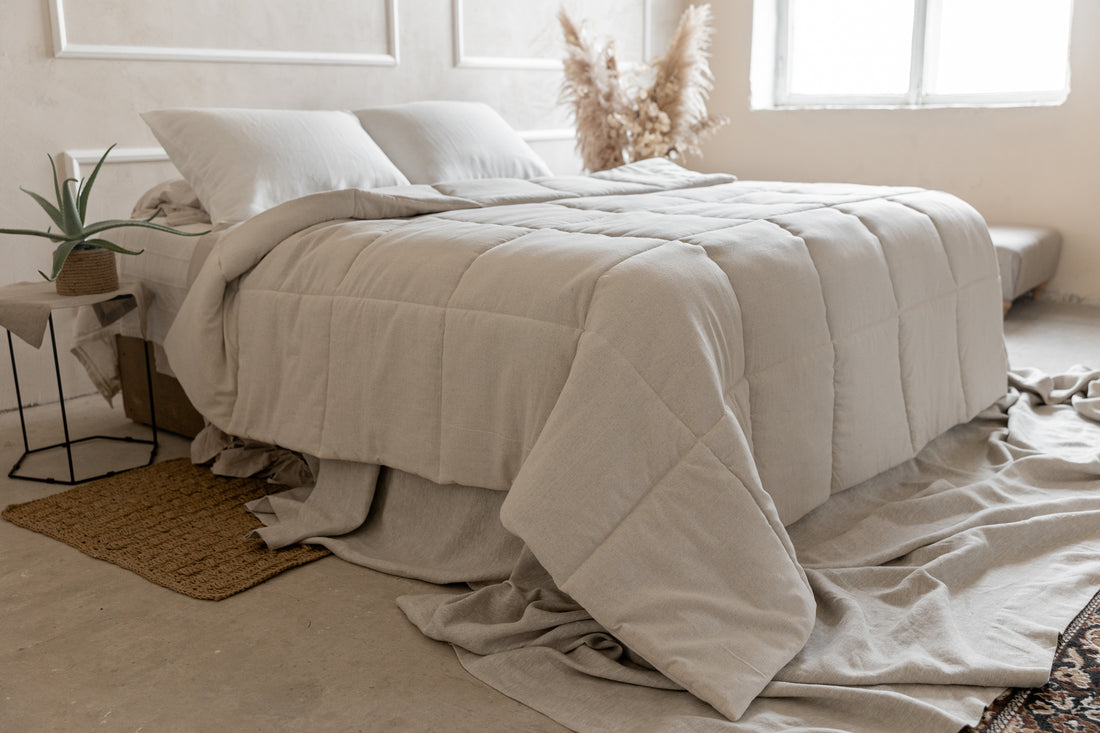 Natural HEMP Duvet Insert Comforter 400 gr.m2 Cotton non-dyed fabric filled organic Hemp fiber filler Full Queen King Custom size Blanket