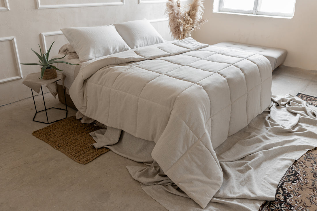 Natural HEMP Duvet Insert Comforter 400 gr.m2 Cotton non-dyed fabric filled organic Hemp fiber filler Full Queen King Custom size Blanket