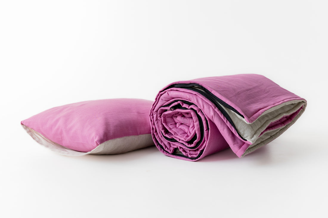 Kids HEMP Linen Sleeping Bag with Pillow School Nap Mat Kids organic Hemp Fiber Filling in Hemp & Linen Fabric Blanket Hand Made