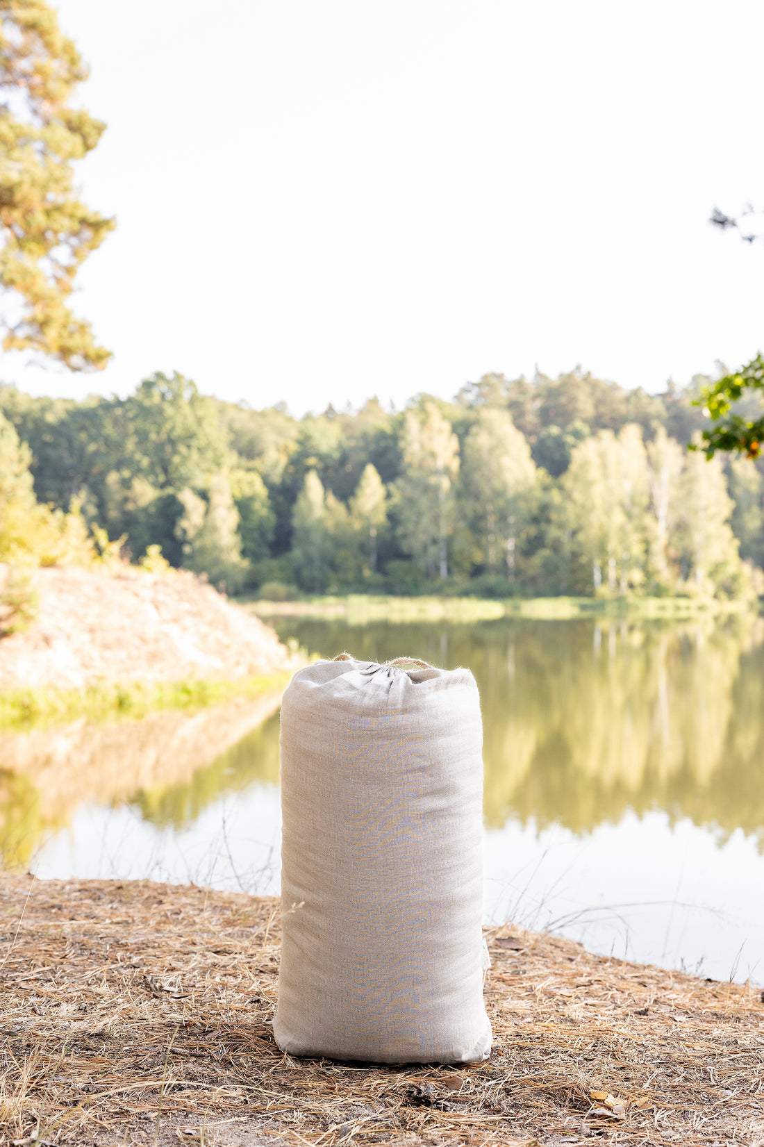 Organic HEMP Sleeping bag in linen fabric- organic hemp fiber filling + linen non-dyed fabric - blanket quilt, hand made