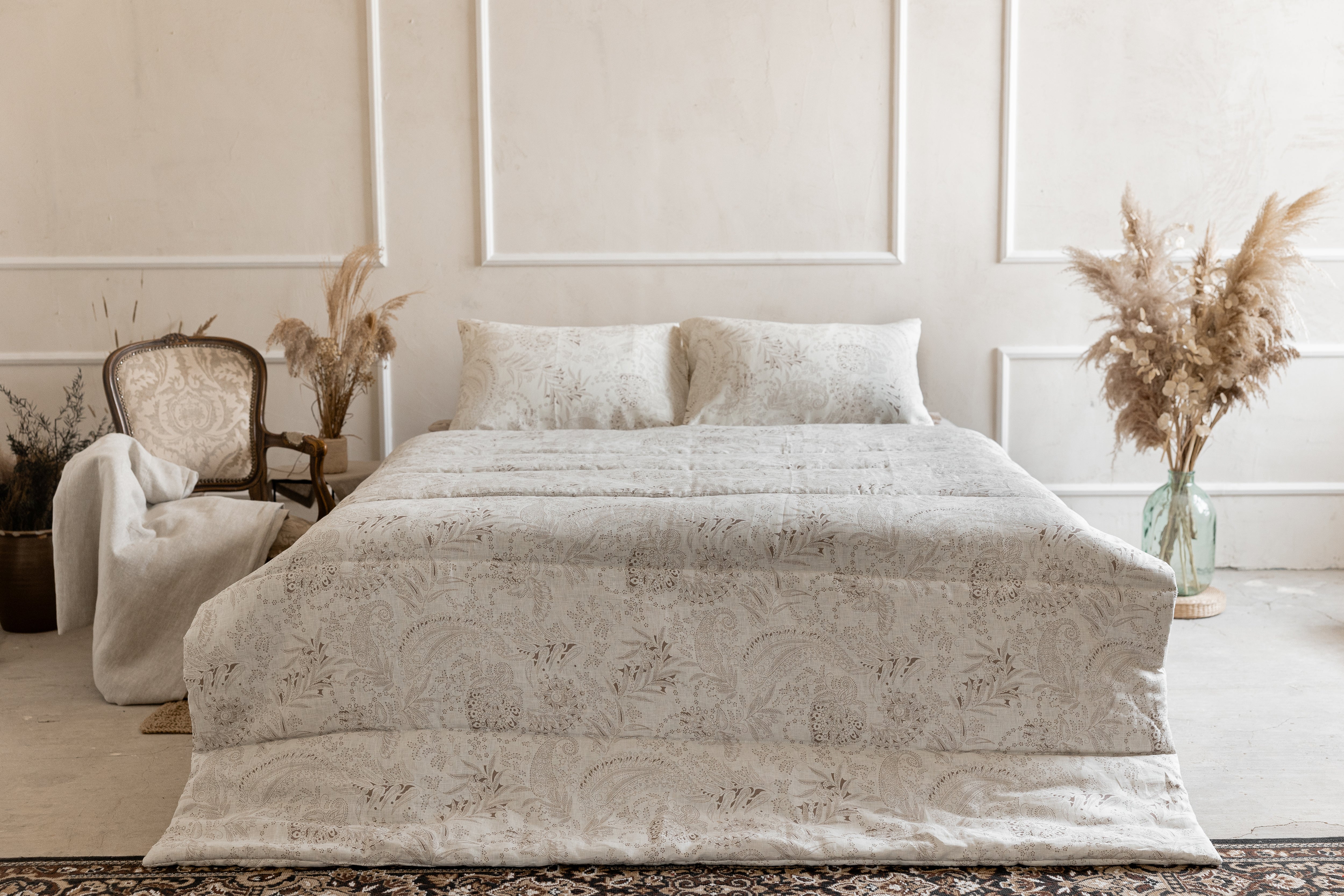 Special listing for Dave Provencher one 85.5"x102" hemp blanket in "Monogram" linen in 200g/m2