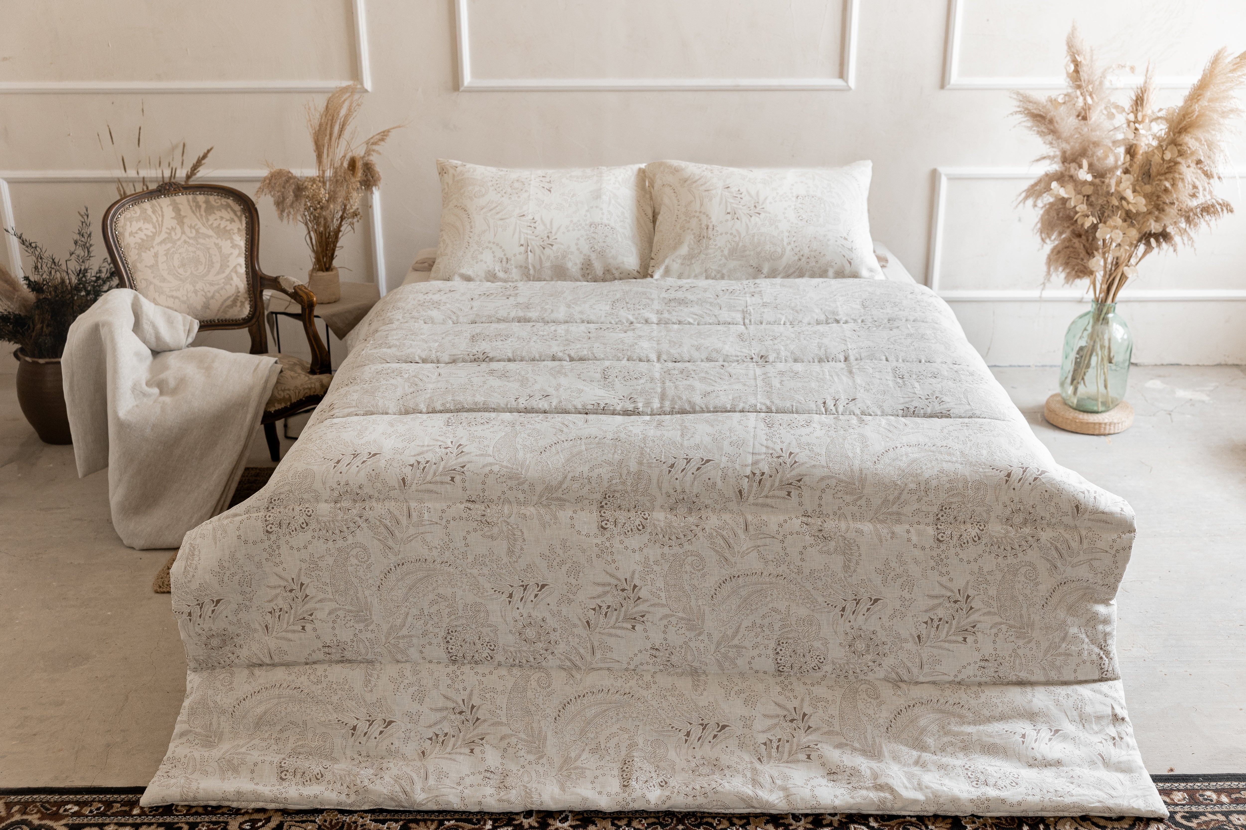 Special listing for Dave Provencher one 85.5"x102" hemp blanket in "Monogram" linen in 200g/m2