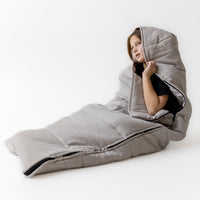 Natural Kids HEMP Linen Sleeping Bag with Hood School Nap mat for Kids, camping van sleeping bag organic hemp fiber filling