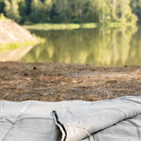 Organic HEMP Sleeping bag in linen fabric- organic hemp fiber filling + linen non-dyed fabric - blanket quilt, hand made