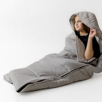 Red Kids natural HEMP Linen Sleeping Bag with Hood School Nap mat for Kids, camping van sleeping bag organic hemp fiber filling
