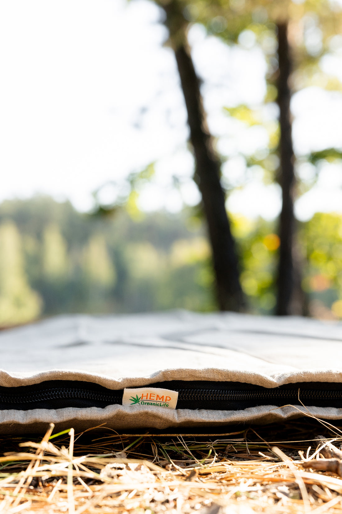 Organic HEMP Sleeping bag in linen fabric- organic hemp fiber filling + linen non-dyed fabric - blanket quilt, hand made