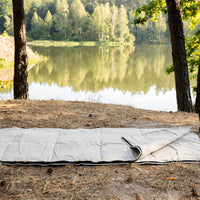 Organic HEMP Sleeping bag in linen fabric- organic hemp fiber filling + linen non-dyed fabric - blanket quilt, hand made