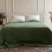 Natural Hemp Linen Blanket "light olive" quilt - linen fabric filled organic Hemp fiber - Full Twin Queen King Custom size