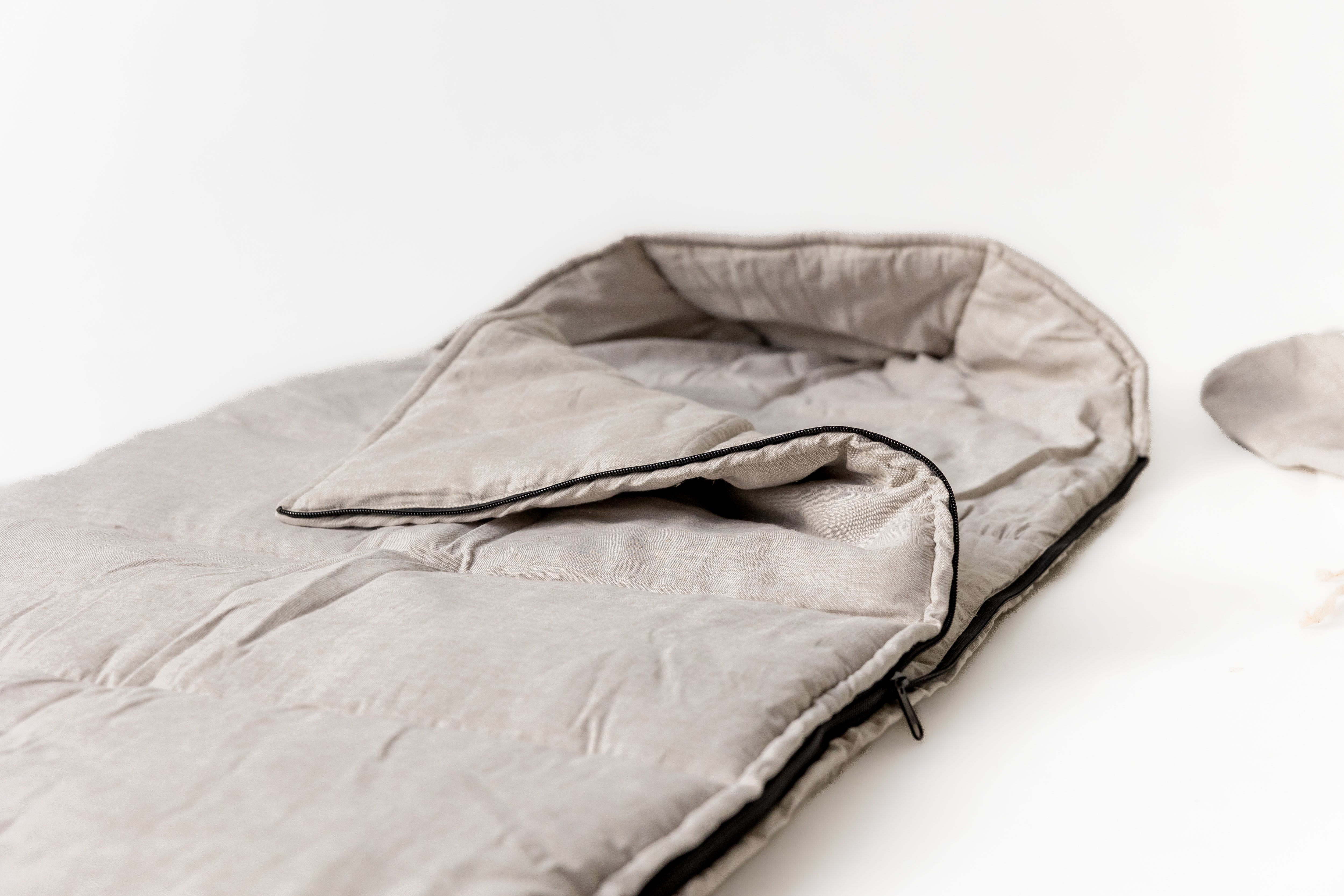 Natural Kids HEMP Linen Sleeping Bag with Hood School Nap mat for Kids, camping van sleeping bag organic hemp fiber filling