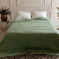 Natural Hemp Linen Blanket "light olive" quilt - linen fabric filled organic Hemp fiber - Full Twin Queen King Custom size
