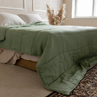 Natural Hemp Linen Blanket "light olive" quilt - linen fabric filled organic Hemp fiber - Full Twin Queen King Custom size