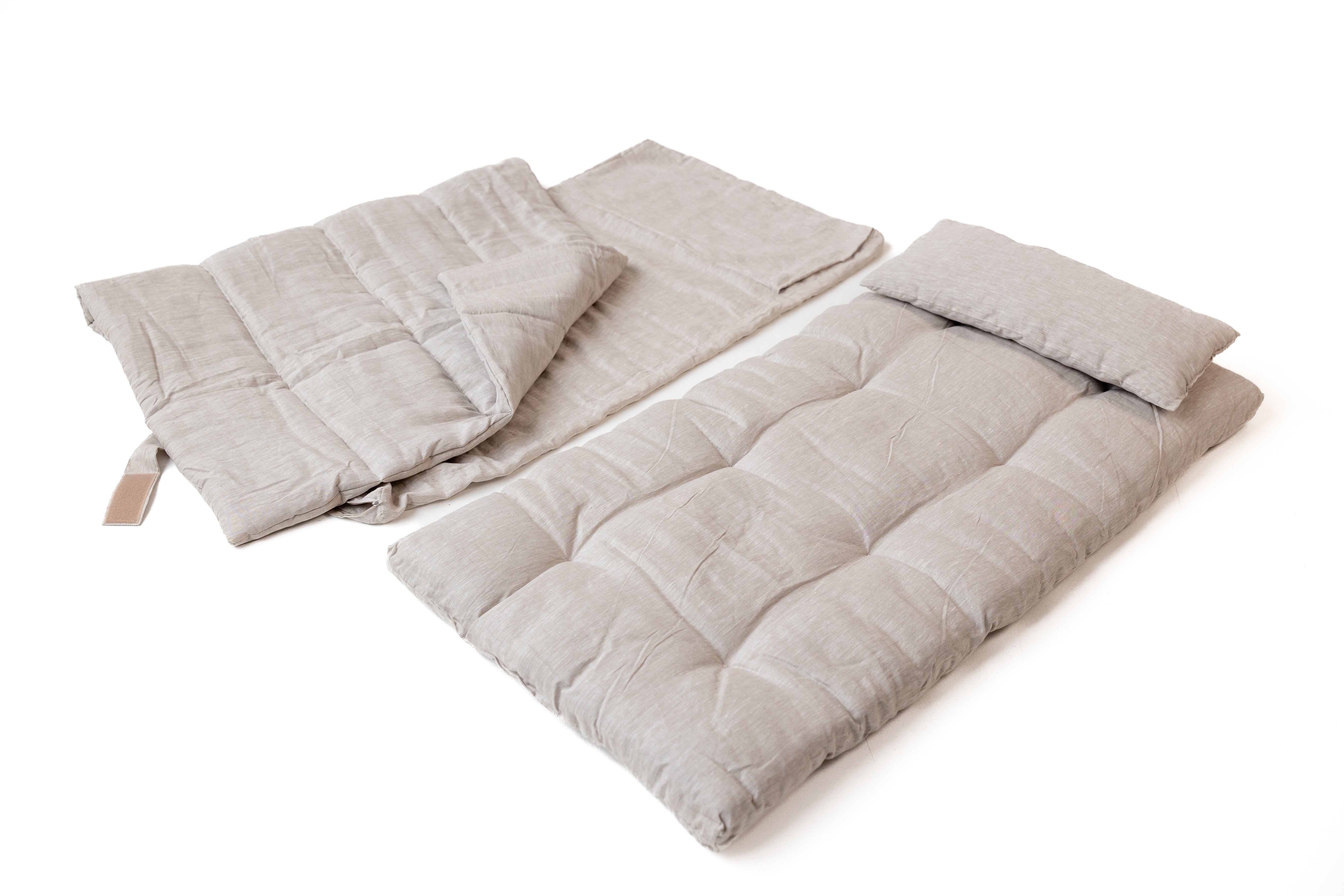 25"Wx52"L(64x132cm) Kids Hemp Linen Sleeping Bag with Mat, Pillow & Removable Cover/Kindergarten Nap/Preschool/Hemp Fiber Filling in Linen