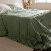Natural Hemp Linen Blanket "light olive" quilt - linen fabric filled organic Hemp fiber - Full Twin Queen King Custom size