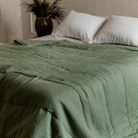 Natural Hemp Linen Blanket "light olive" quilt - linen fabric filled organic Hemp fiber - Full Twin Queen King Custom size