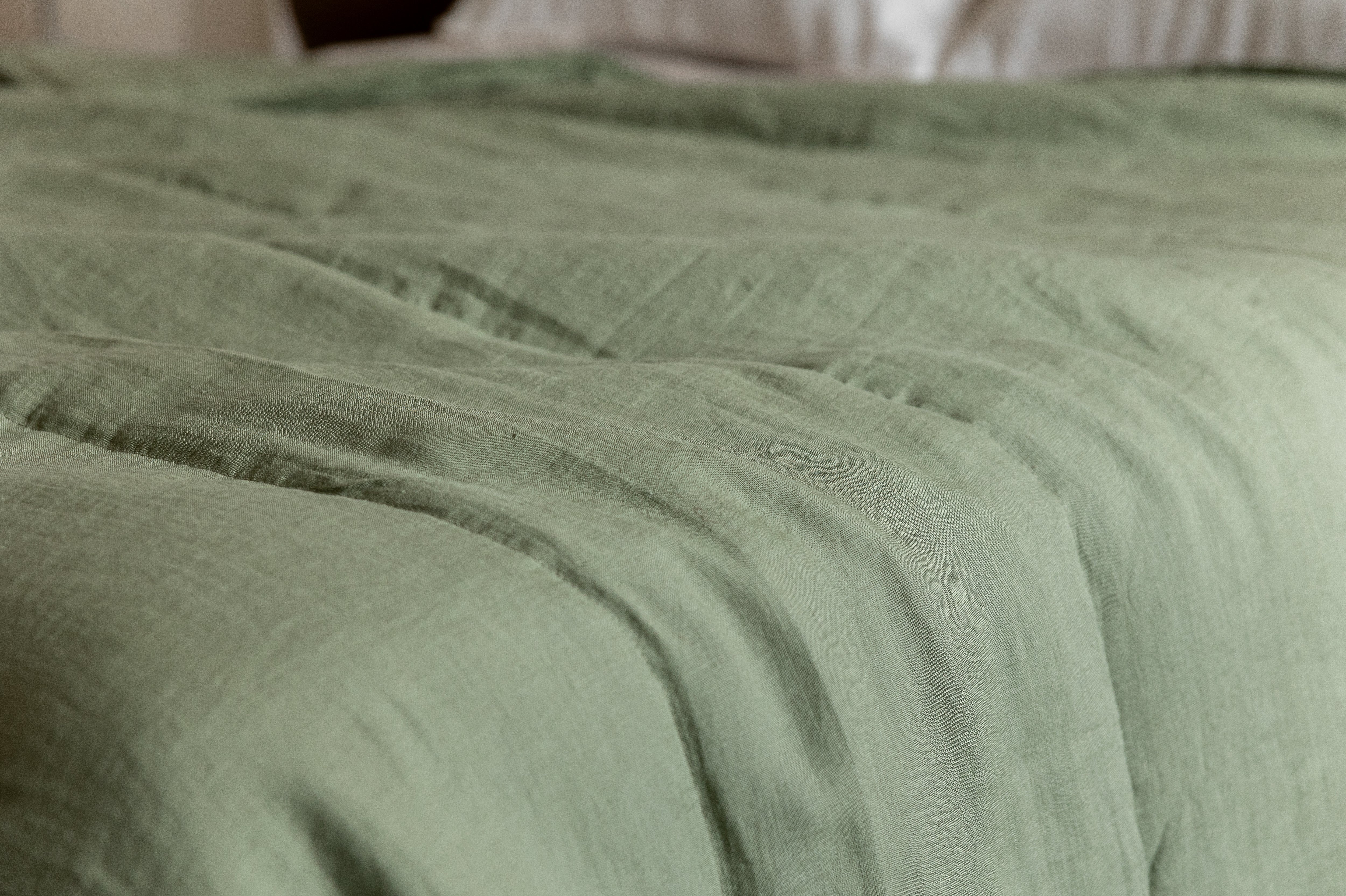 Natural Hemp Linen Blanket "light olive" quilt - linen fabric filled organic Hemp fiber - Full Twin Queen King Custom size