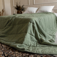 Natural Hemp Linen Blanket "light olive" quilt - linen fabric filled organic Hemp fiber - Full Twin Queen King Custom size