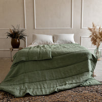 Natural Hemp Linen Blanket "light olive" quilt - linen fabric filled organic Hemp fiber - Full Twin Queen King Custom size
