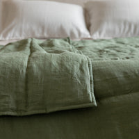 Natural Hemp Linen Blanket "light olive" quilt - linen fabric filled organic Hemp fiber - Full Twin Queen King Custom size