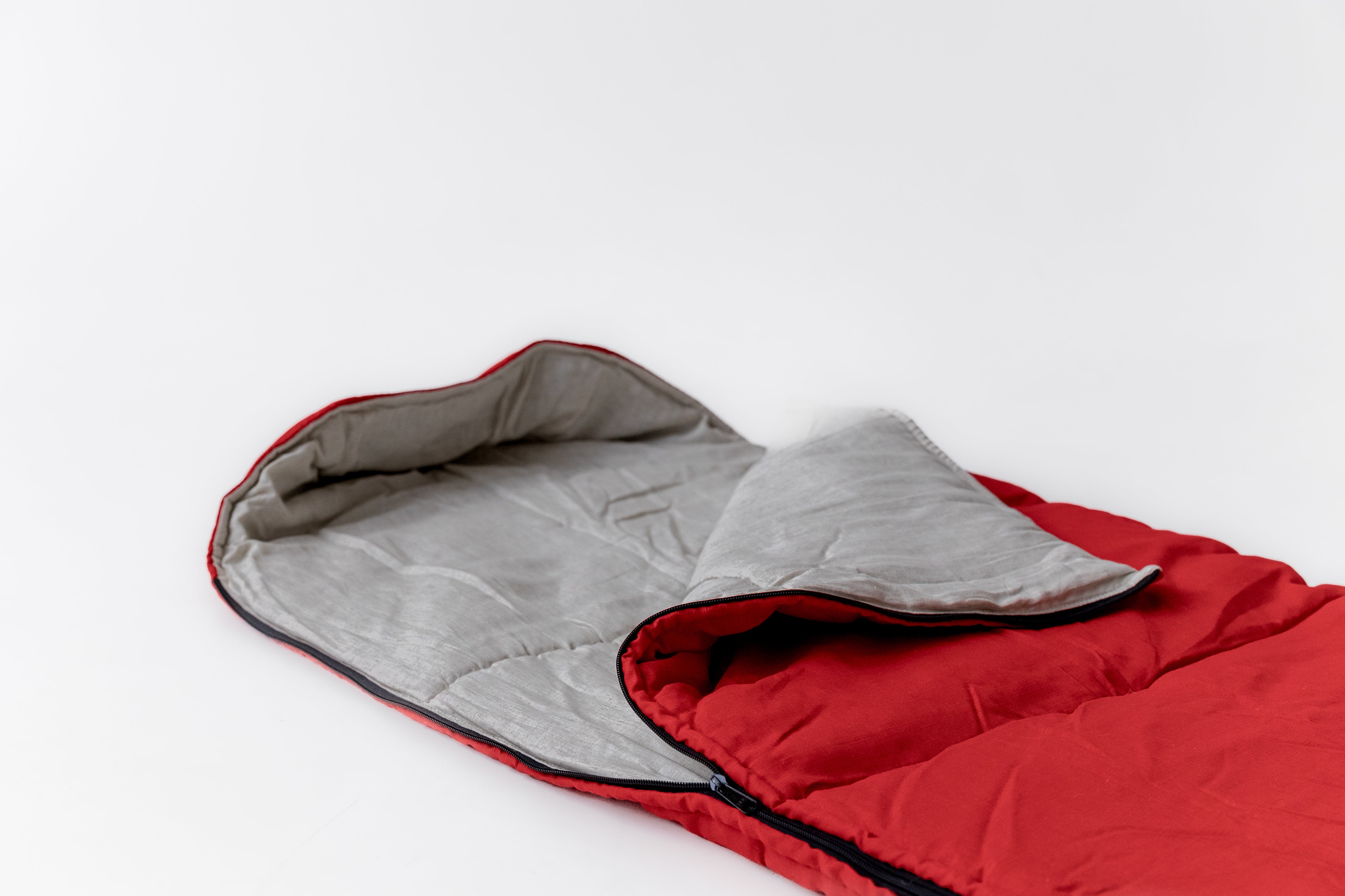 Red Kids natural HEMP Linen Sleeping Bag with Hood School Nap mat for Kids, camping van sleeping bag organic hemp fiber filling