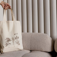 Tote Bag Canvas Bag "Hemp Organic Life" Natural Shopping Bag with print of plants Hemp Linen Buckwheat Hulls Shoulder Bags