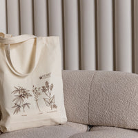 Tote Bag Canvas Bag "Hemp Organic Life" Natural Shopping Bag with print of plants Hemp Linen Buckwheat Hulls Shoulder Bags