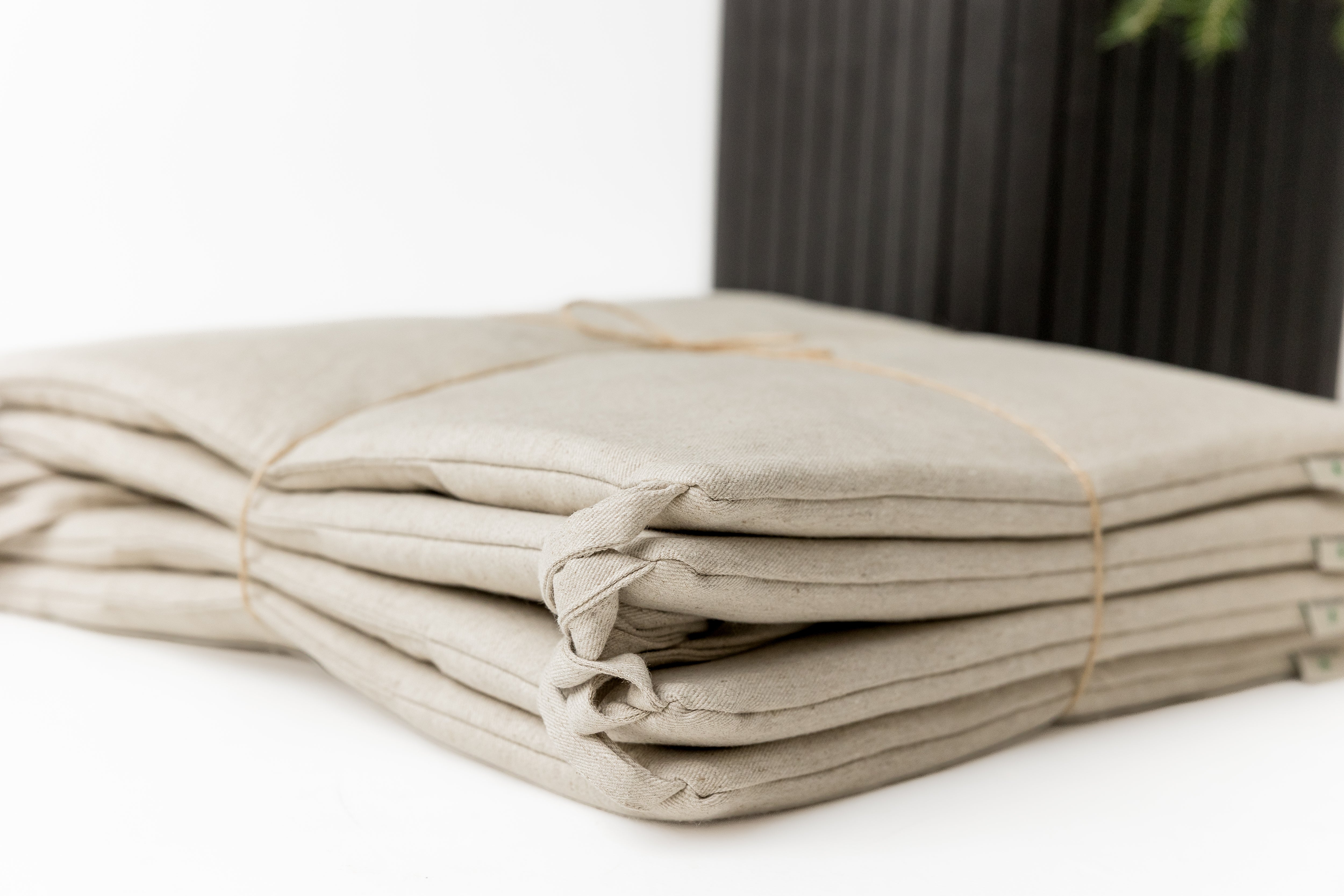 Set of 4 Natural Hemp Linen Seat Cushions for chair with Ties filled organic hemp fiber in Linen fabric Pillow Seat