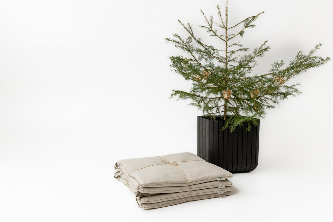 Set of 4 Natural Hemp Linen Seat Cushions for chair with Ties filled organic hemp fiber in Linen fabric Pillow Seat
