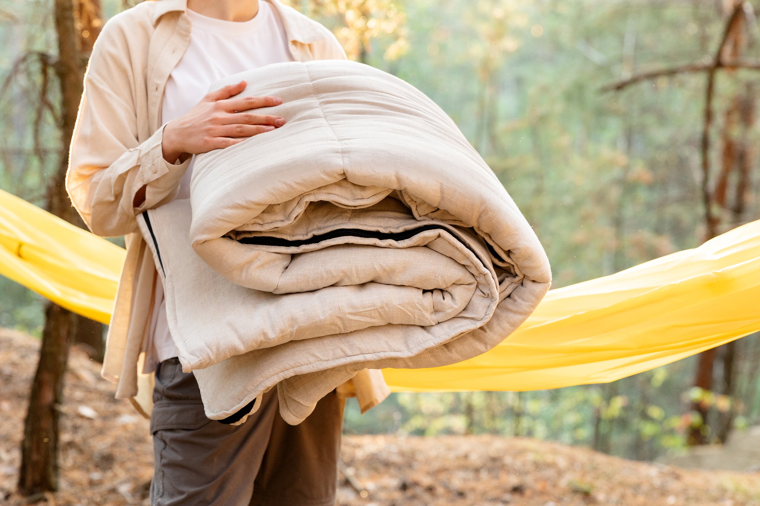 Thick HEMP Sleeping Bag Hemp Fabric filled Organic Hemp Fiber Filler Hand Made non-dyed, unbleached eco friendly sleep bag