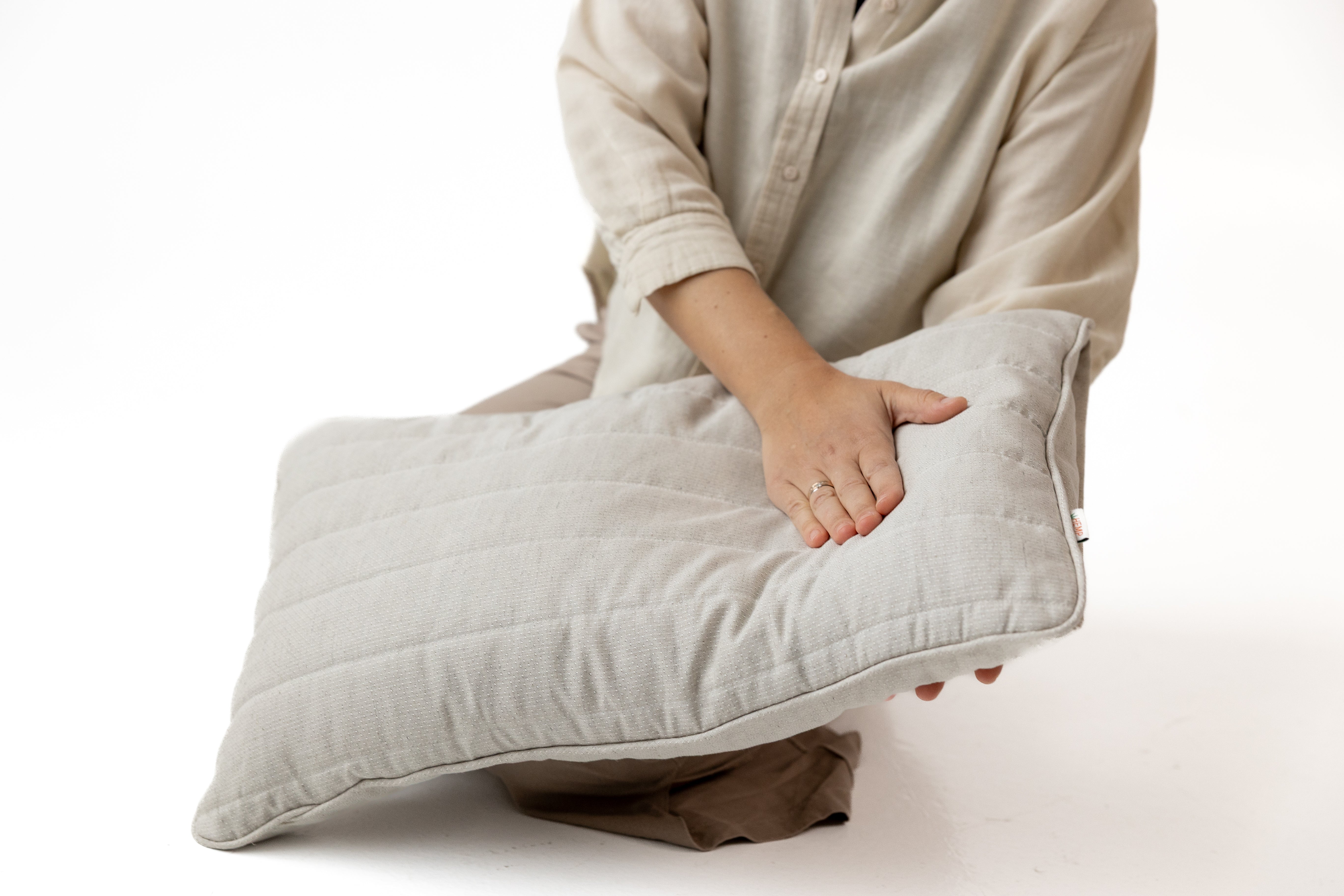 One Cover + Two Pillows Hemp quilted cover with Hemp filled pillow & Buckwheat hulls pillow Natural Choice for Conscious Sleep