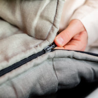 Sage Green Natural HEMP Linen Sleeping Bag with Hood Adult Organic Hemp Fiber Filling Hemp fabric inside Linen fabric outside hand made warm