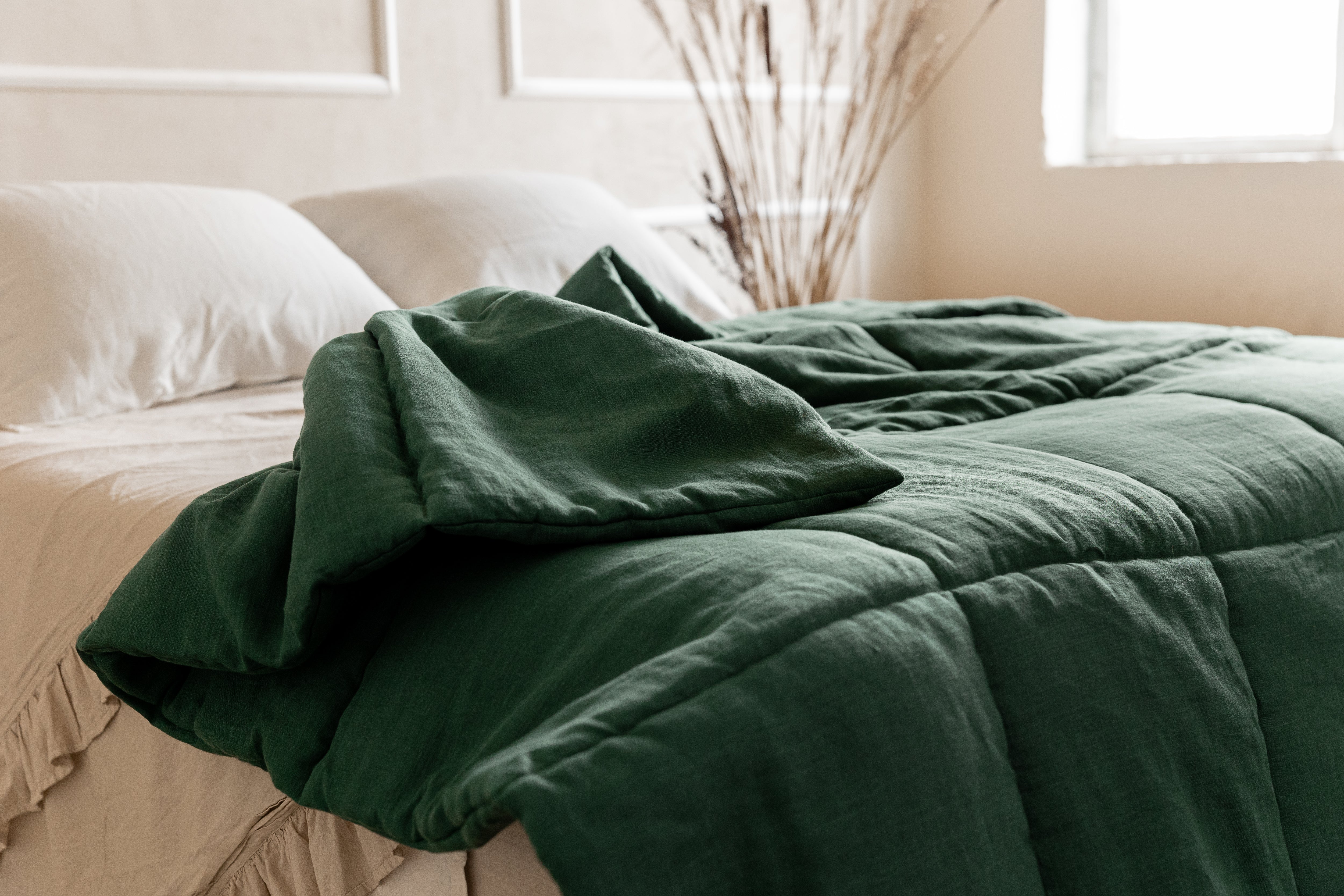 Thick Natural HEMP Linen Comforter Green Blanket Duvet Insert Hemp filler in natural linen fabric Full Twin Queen King Custom size