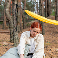 Sage Green Natural HEMP Linen Sleeping Bag with Hood Adult Organic Hemp Fiber Filling Hemp fabric inside Linen fabric outside hand made warm